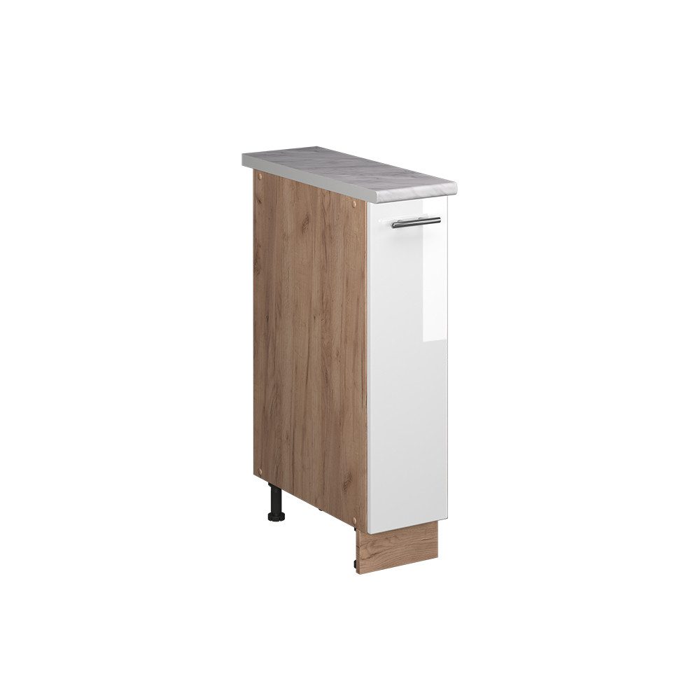 Vicco Apothekerschrank Fame-Line, Weiß Hochglanz/Goldkraft Eiche, 20 cm, AP Marmor (1-St)
