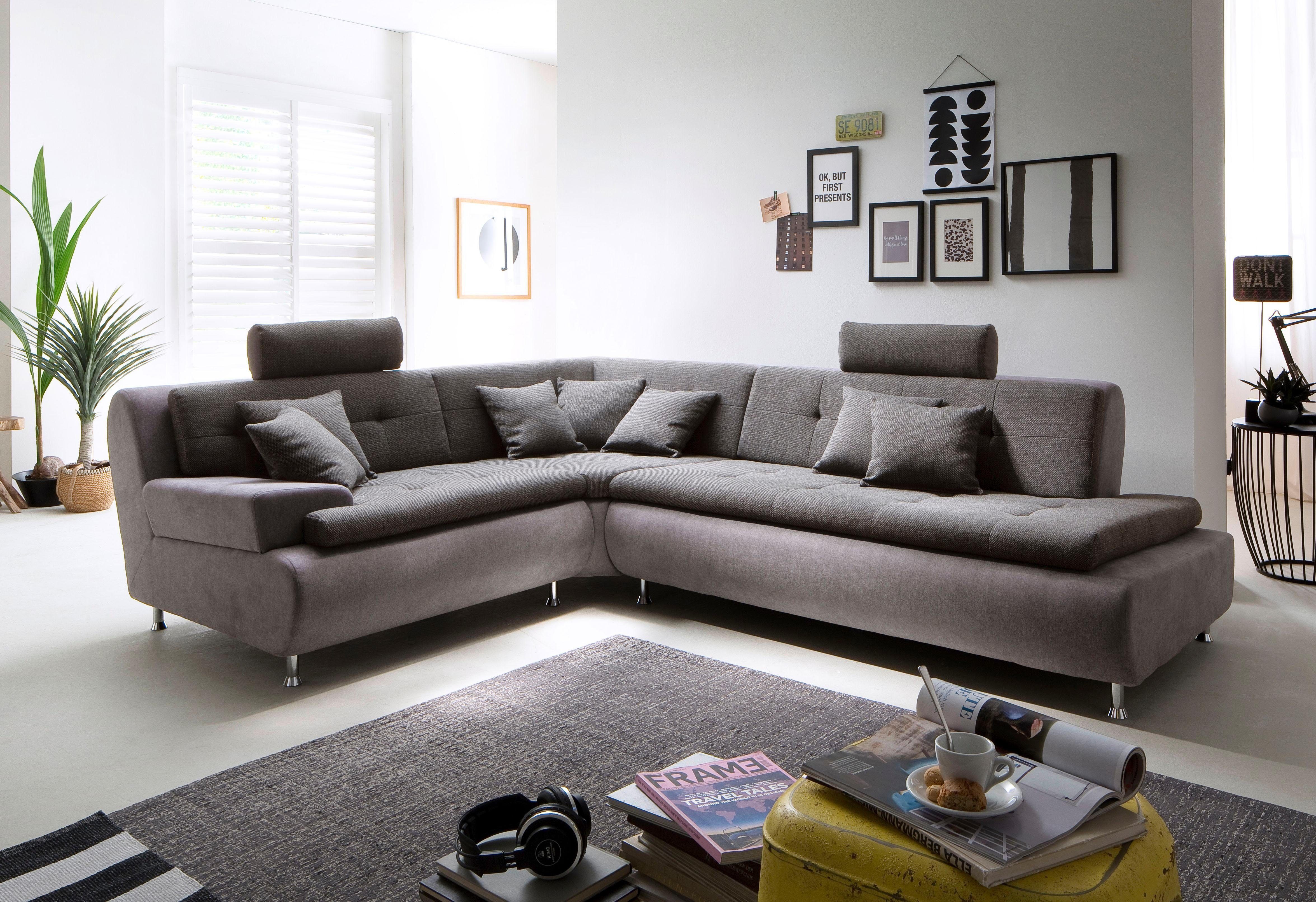 Lounge, im mit Trends Wellenunterfederung Raum frei by stellbar, HG und durch Metallfuß, Ecksofa Komfortables Sitzen Kopfstützen