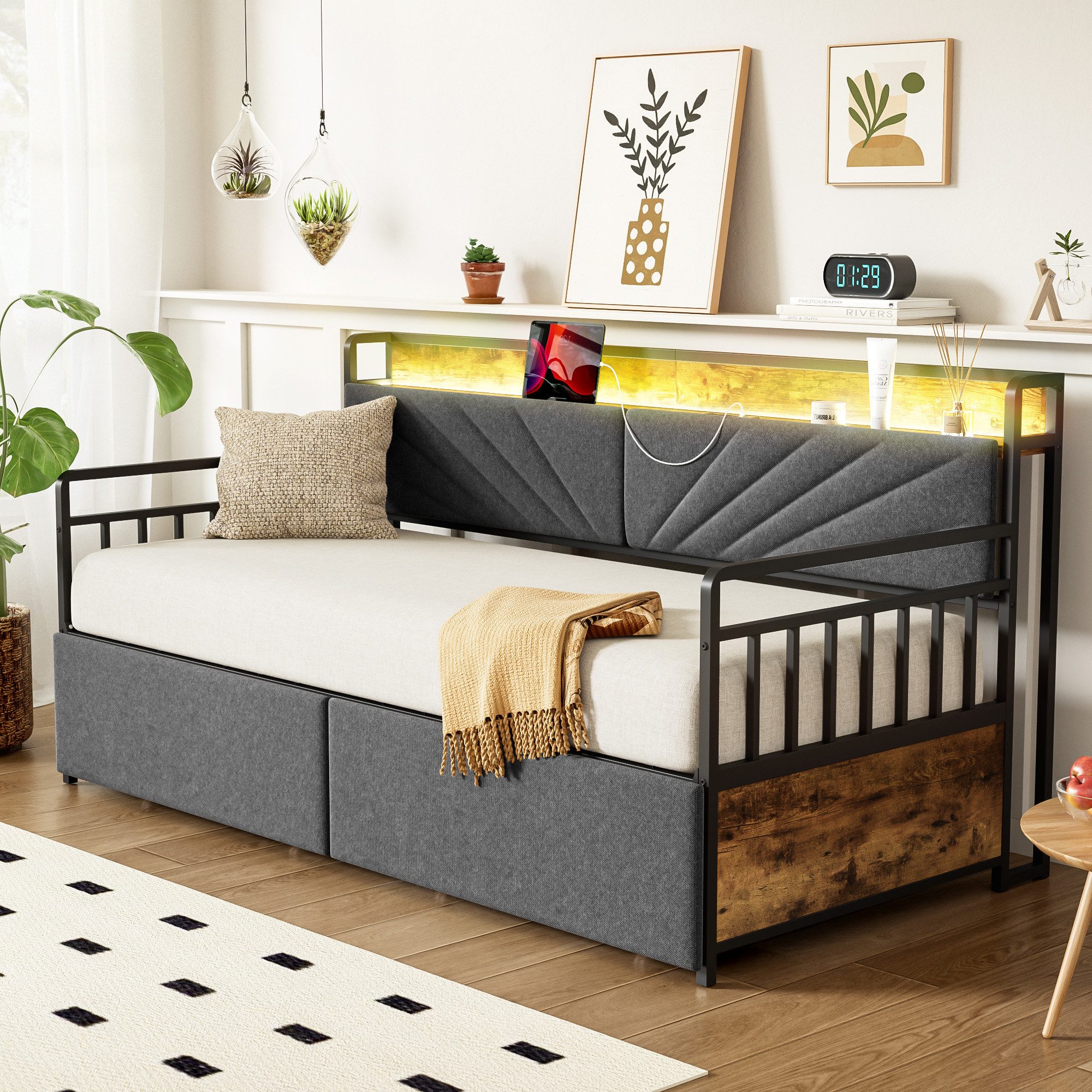 HAUSS SPOLE Schlafsofa 90x200cm mit LED-Beleuchtung, günstig online kaufen