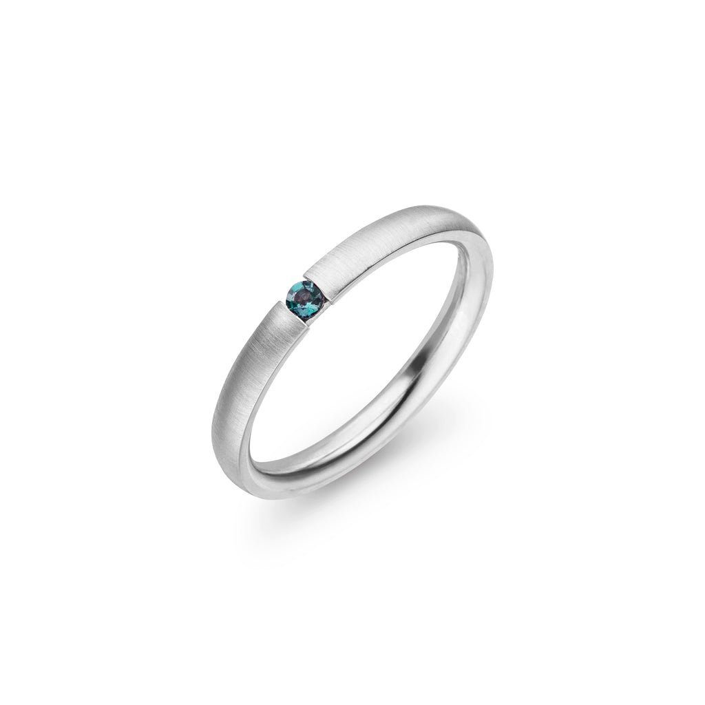 SKIELKA DESIGNSCHMUCK Silberring SILBER RING MIT NATÜRLICHEM ALEXANDRIT 2,4 MM (STERLING SILBER 925) (1-tlg), hochwertige Goldschmiedearbeit aus Deutschland