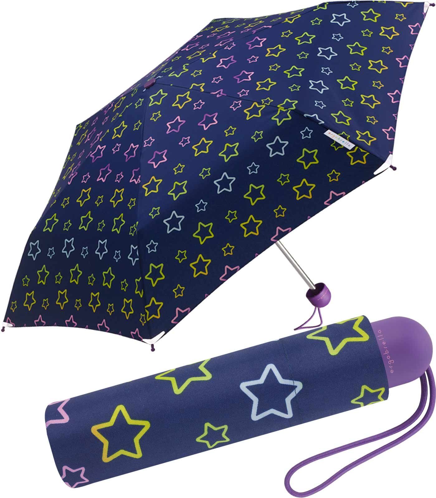 HAPPY RAIN Taschenregenschirm Mini farbenfroh reflektierend Kinderschirm fantasievoll bedruckt, und Basic
