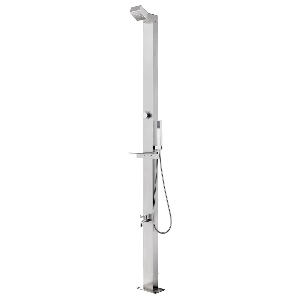 vidaXL Gartendusche 110 x 62 x 5 cm Gartendusche Pooldusche Aussendusche mit Grauer Bodenp