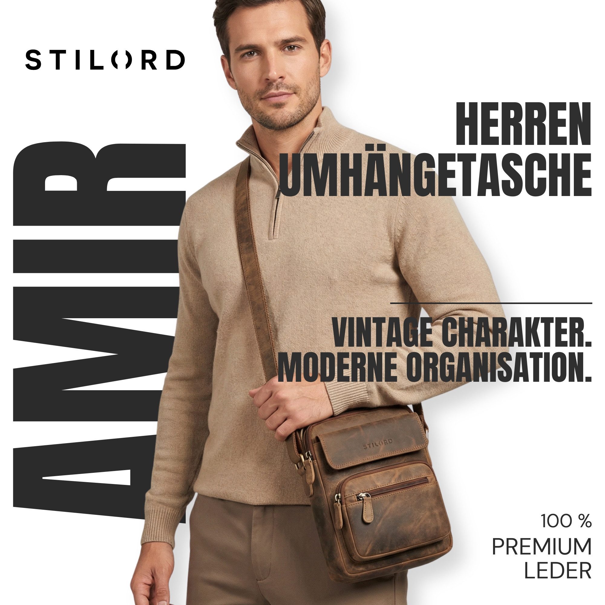 STILORD Schultertasche "Amir" Umhängetasche Leder Kleine Ledertasche Herren günstig online kaufen