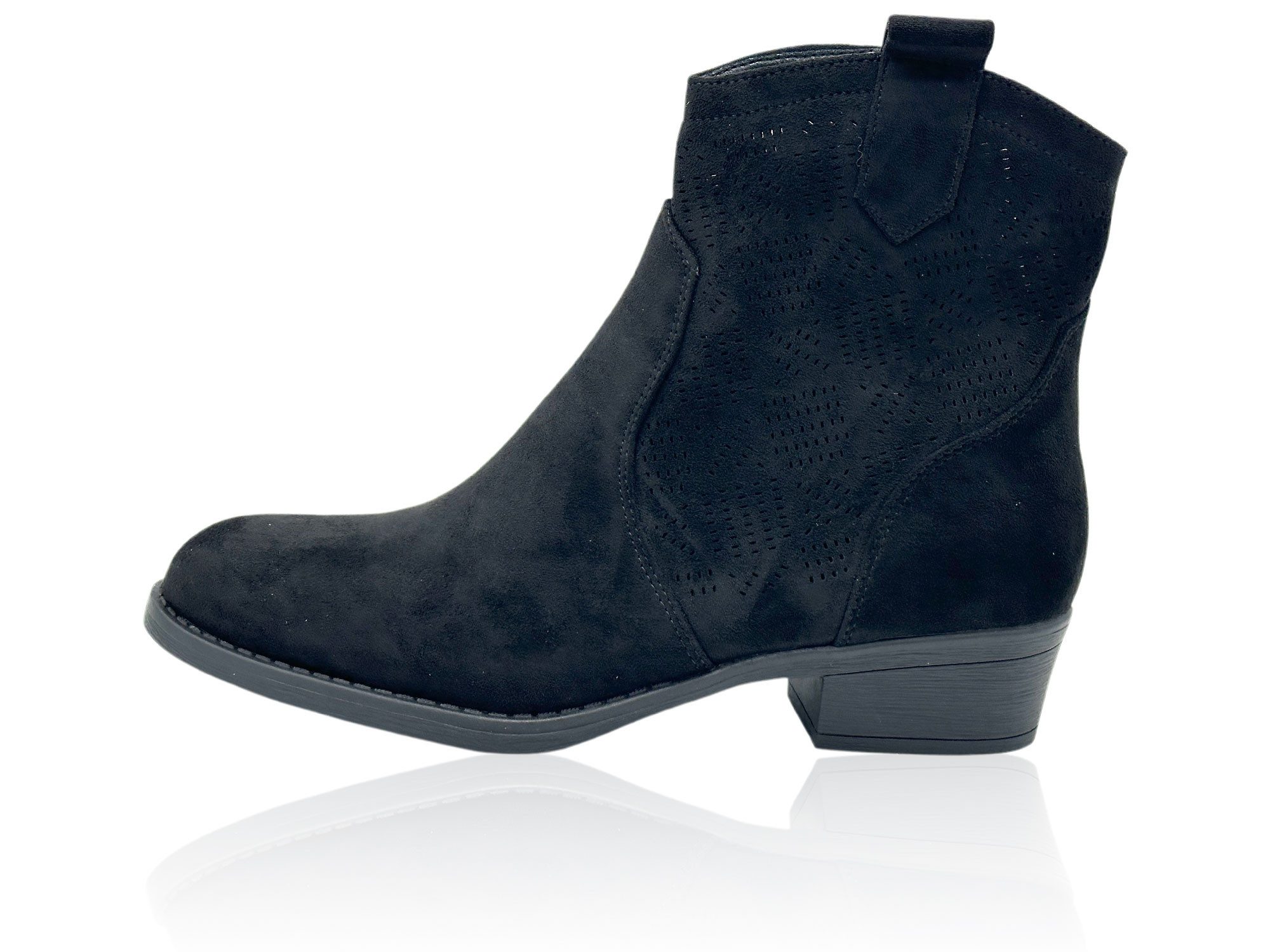 Nowaland Damen Western Stiefelette mit Lochmuster Stiefelette Modische Stiefelette im modernen Western-Look