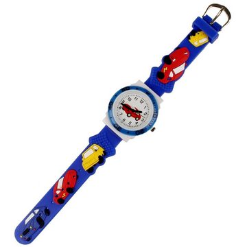 KARMA Quarzuhr Kinderuhr Blau Auto Motiv Jungenuhr Mädchenuhr, Armbanduhr Kinder Car Autos