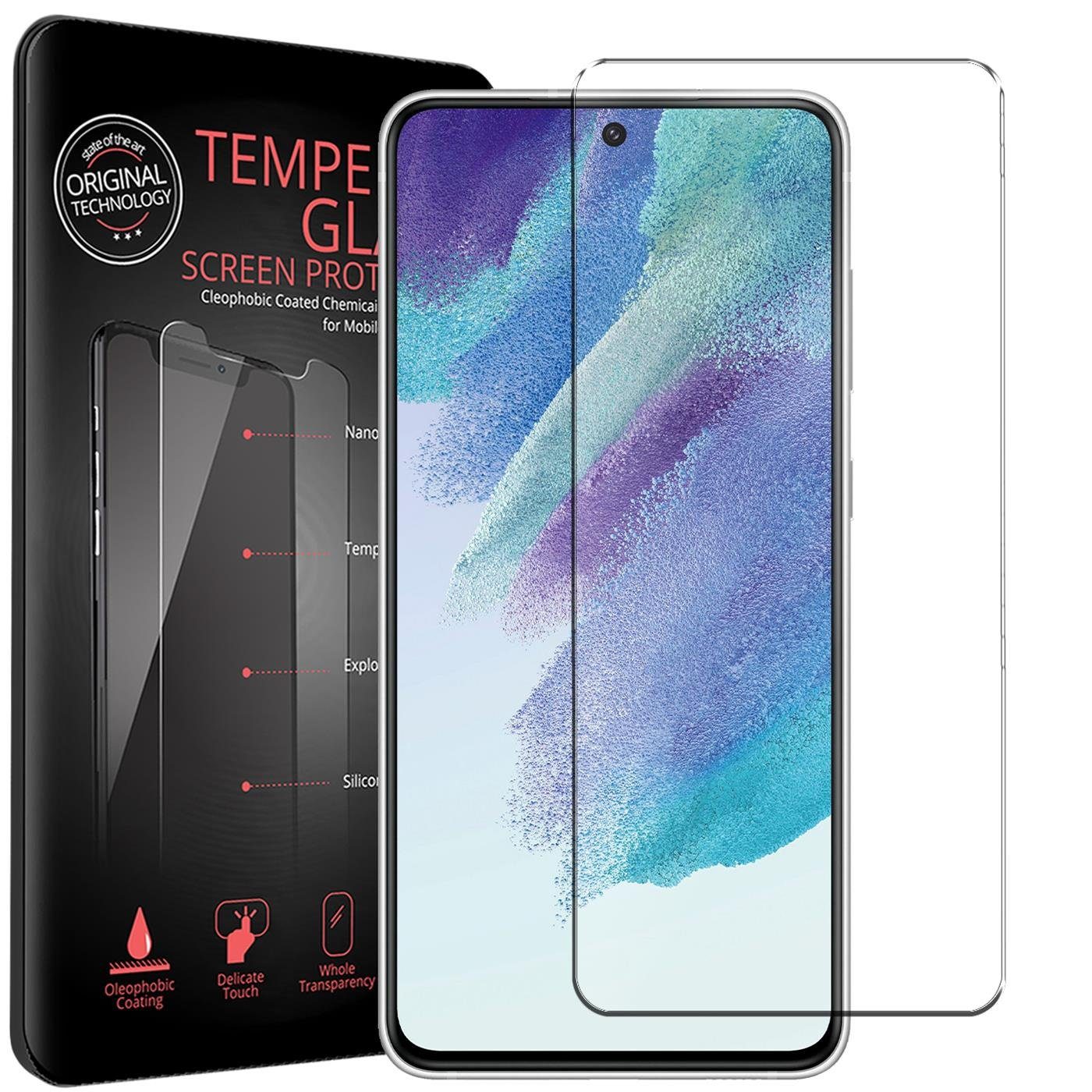 CoolGadget Schutzfolie Panzerfolie für Samsung Galaxy S21 FE, (9H Härtegrad, 2x Schutzglas, 1xReinigungset), Displayfolie Panzer Schutzfolie 2 Stück für Samsung S21 FE Glas Folie