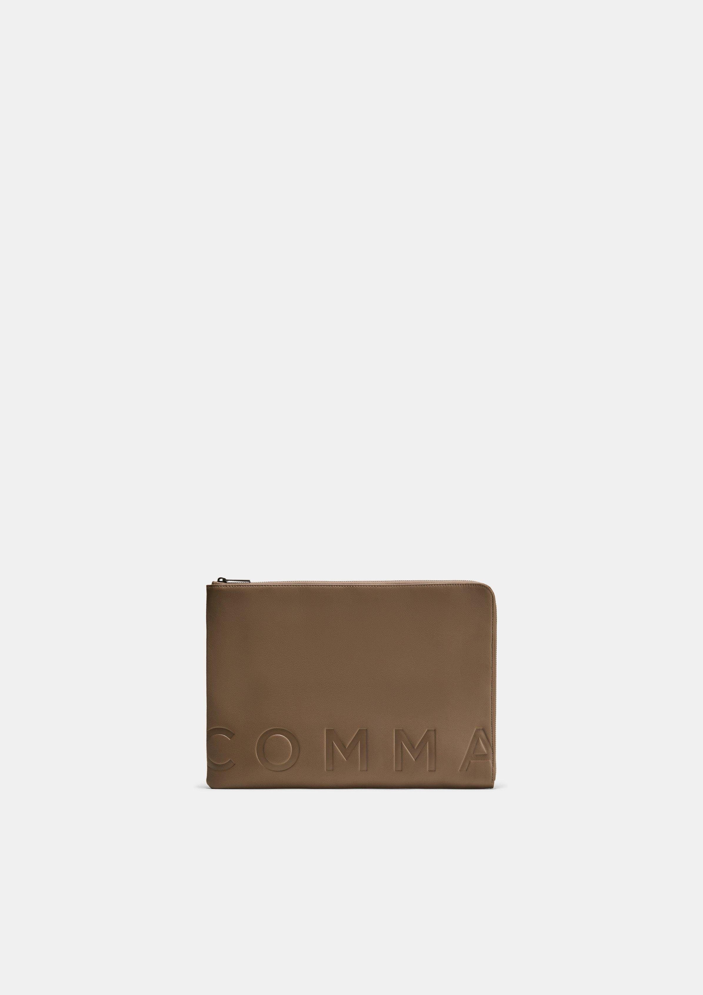 Comma Tragetasche Hochwertige Laptop-Tasche aus Leder, Logo braun