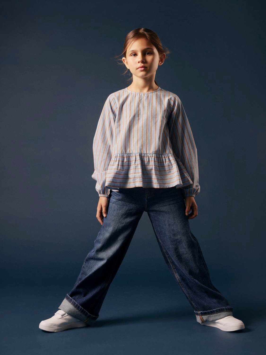 Name It Weite Джинсы NKFROSE für Mädchen mit weitem Bein und klassischem Sitz normal, Denim, Abriebeffekte, Reißverschluss