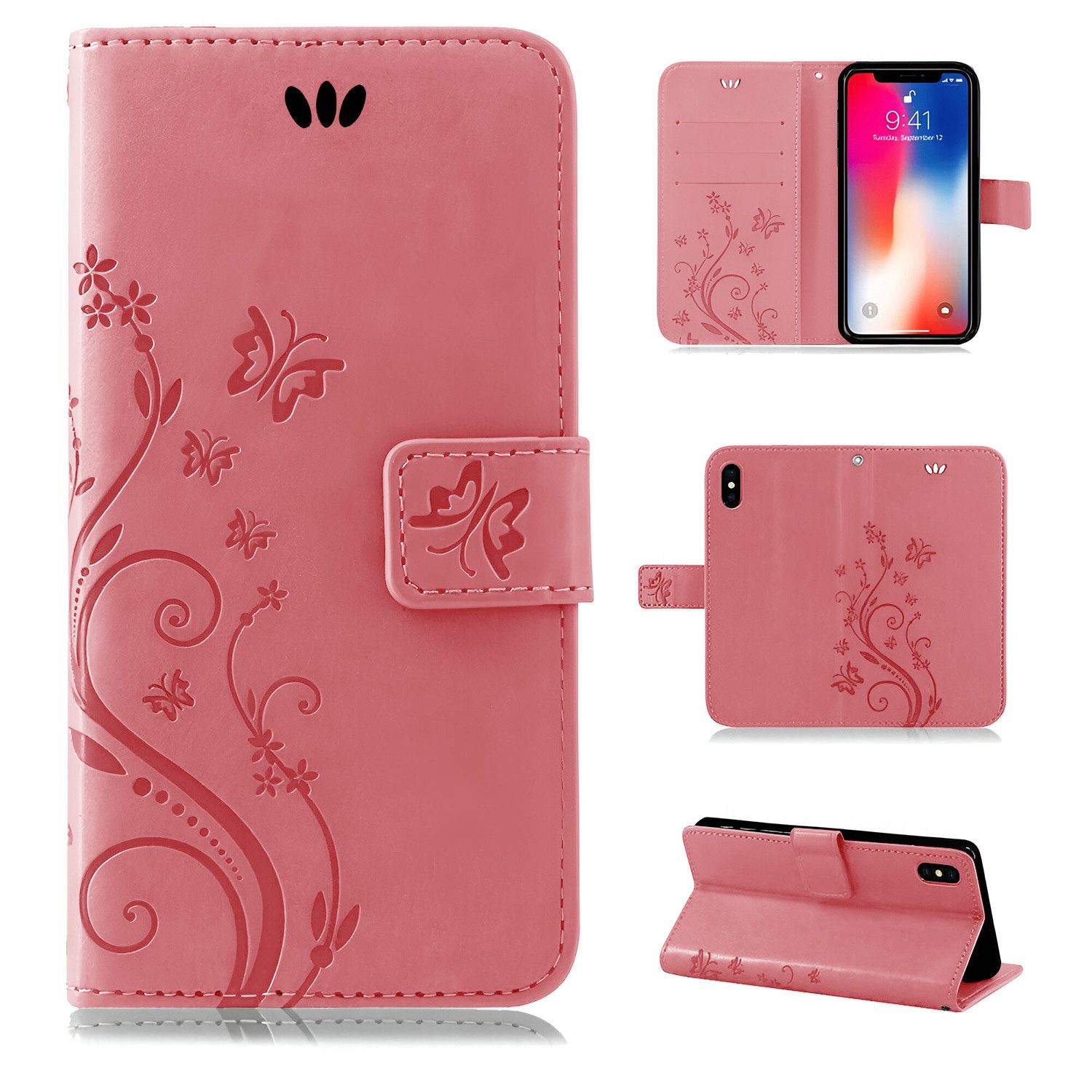 betterfon Handyhülle Handytasche für Apple iPhone Klapphülle Klapphülle, Bookstyle-Hülle: Magnetverschluss 3 Kartenfächer & Standfunktion