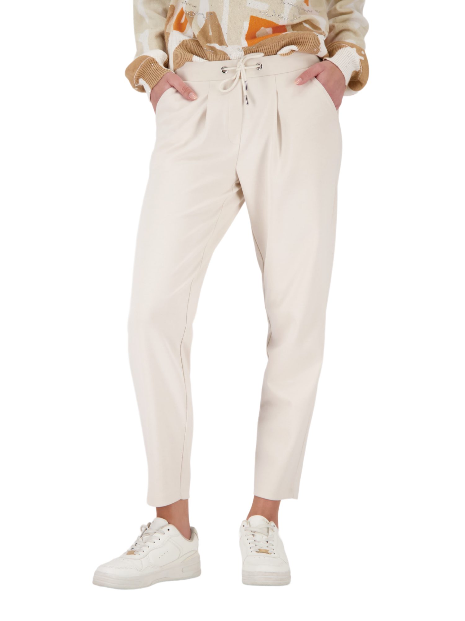 Monari Stoffhose natur, Casual, Polyester, Unifarben, Regular Fit, Mittel