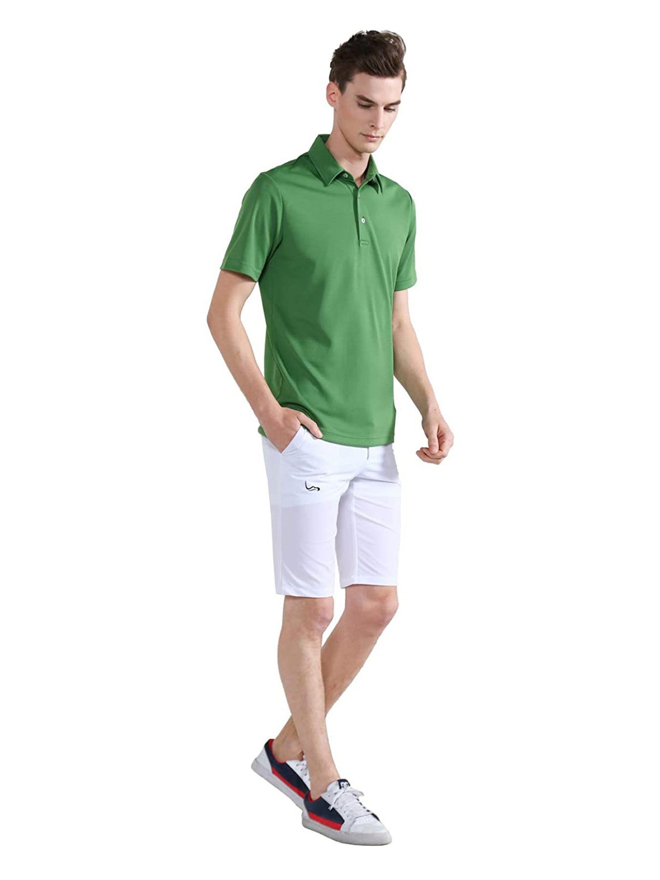 DEBAIJIA Poloshirt DEBAIJIA Herren Poloshirt Fit Gemütlich Leicht Kurzarm Standard Grün Golf
