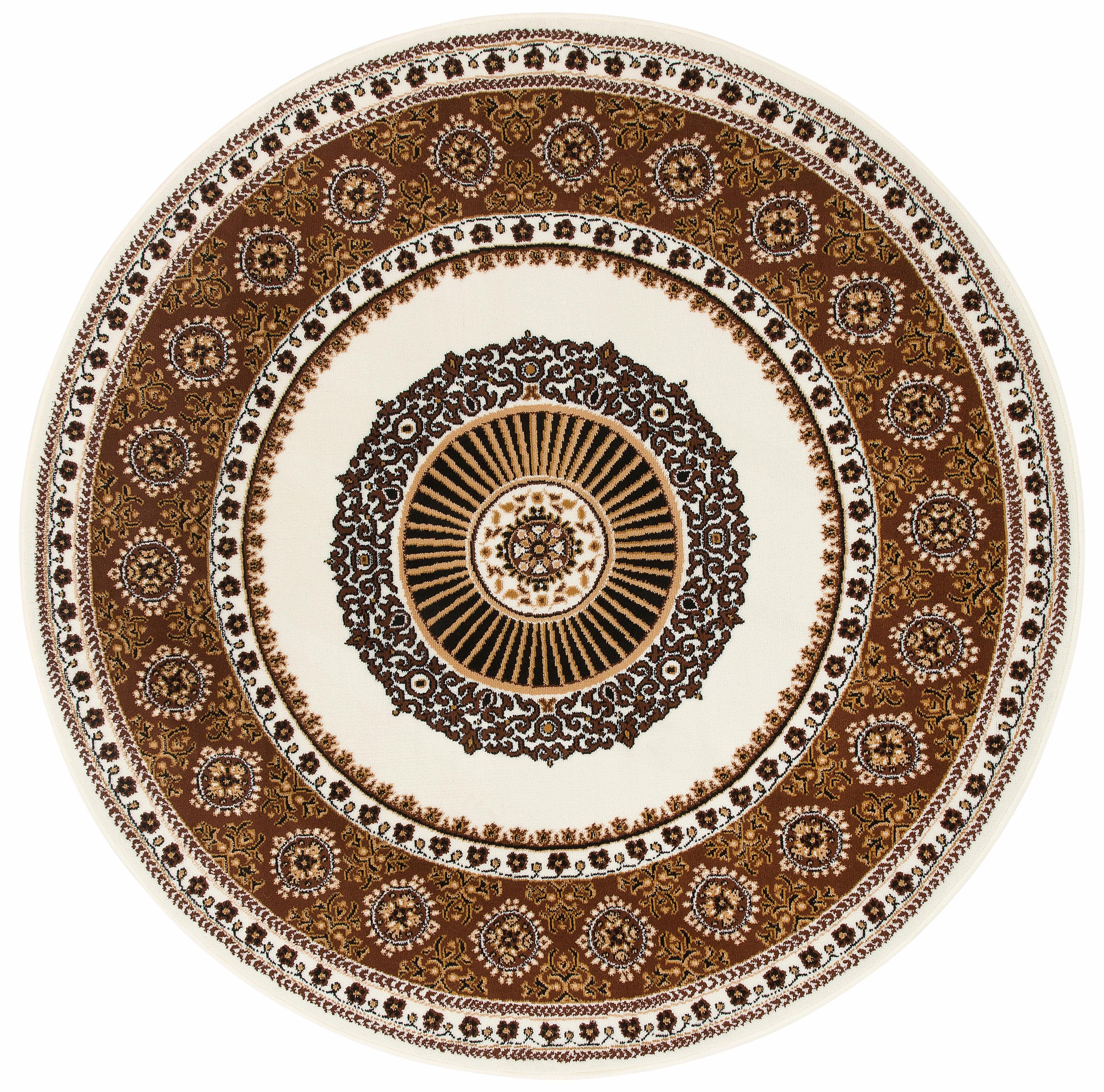 Teppich Shari, Home affaire, rund, Höhe: 7 mm, Orient-Dekor, mit Bordüre, Kurzflor, weich, pflegeleicht, elegant beige