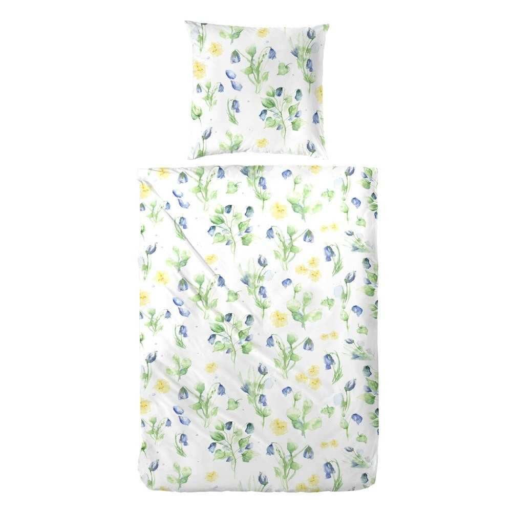 H.G. Hahn Haustextilien Bettwäsche Hahn Polycotton Bettwäsche Blumen Aquarell Blau, Baumwolle, 2 teilig
