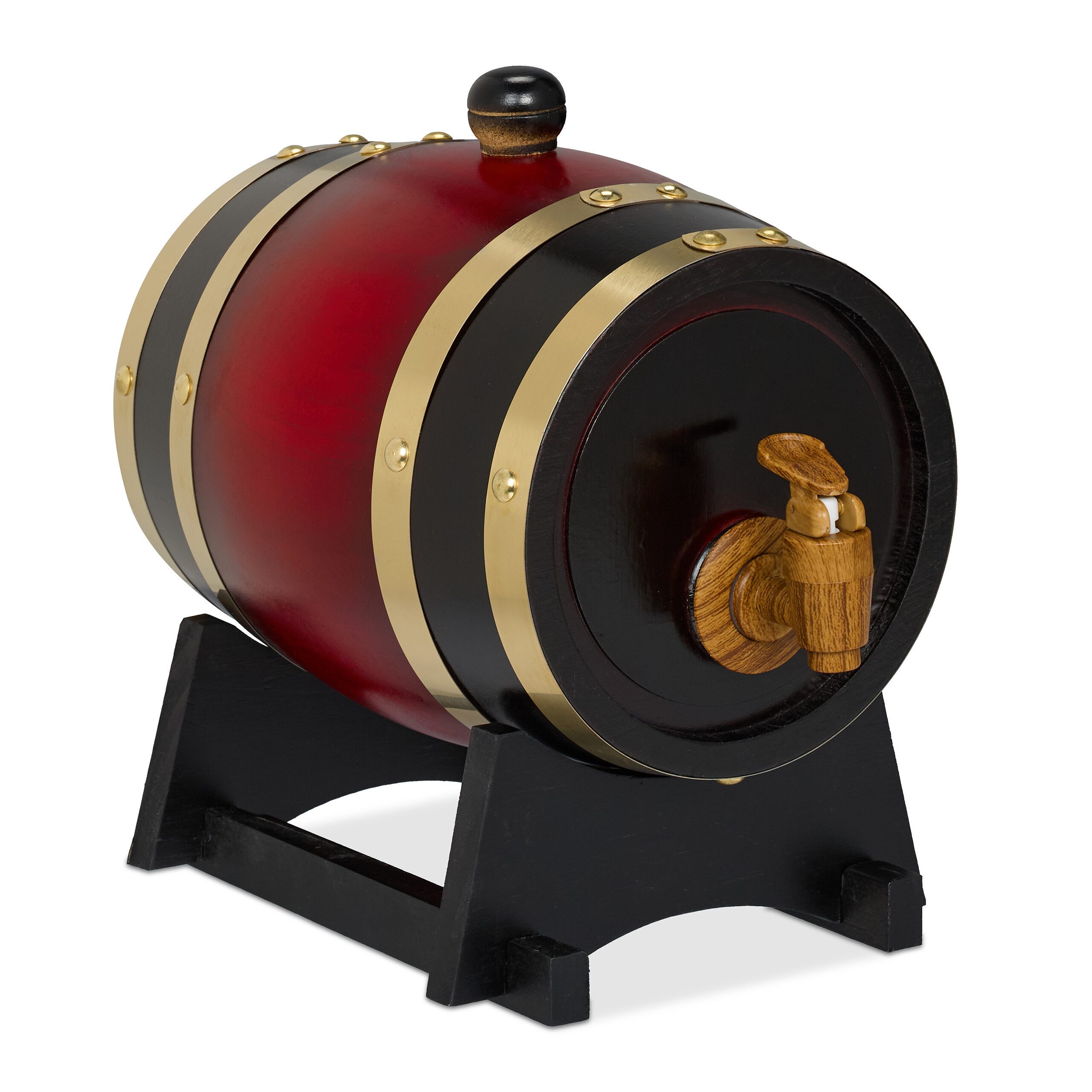 relaxdays Диспенсеры для напитков Whiskyfass Holz 1,25 Liter, rot