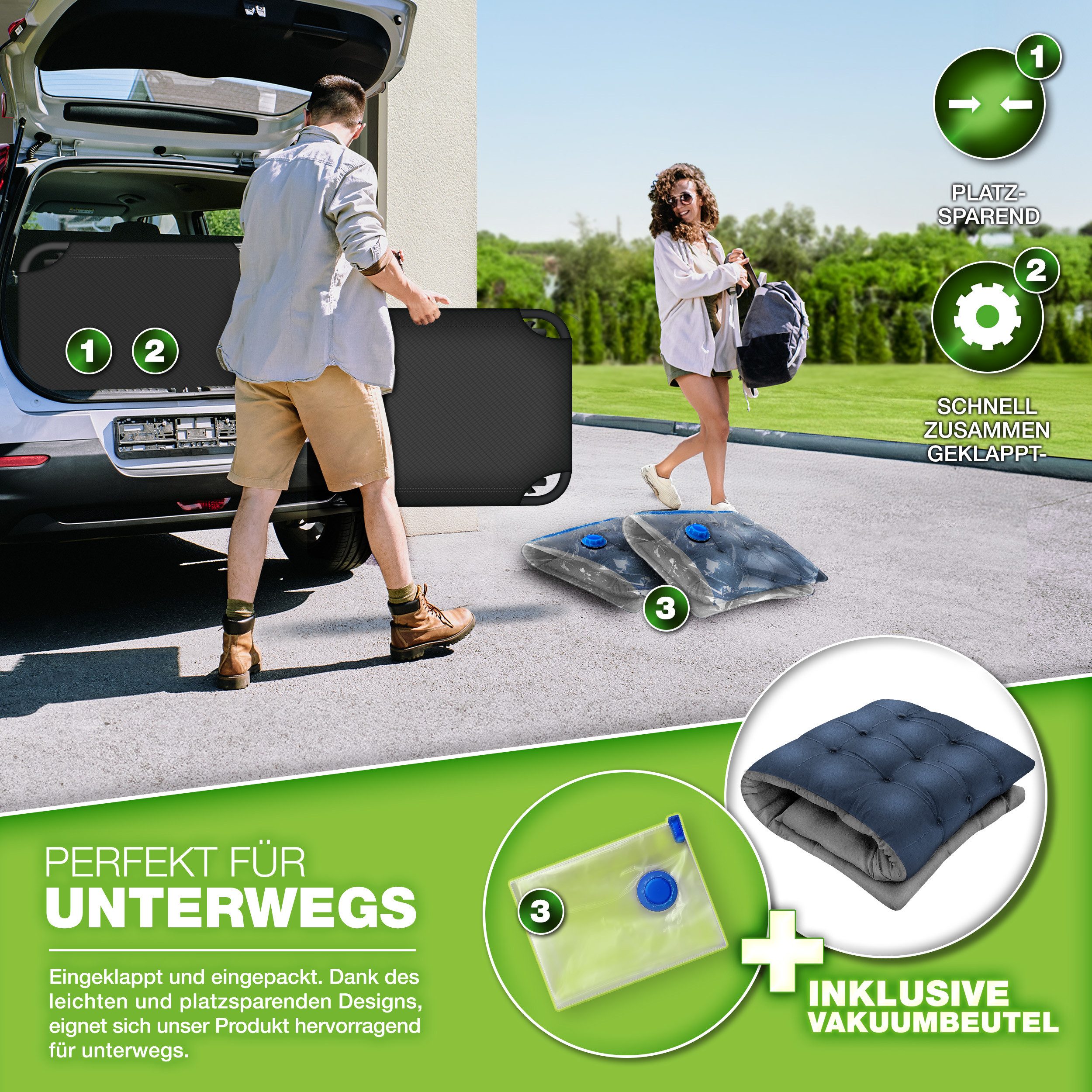 tillvex Feldbett tillvex® Campingbett 280kg Campingliege klappbar Sonnenliege Feldbett (Campingbett klappbar mit Tragetasche & Nackenkissen bis 280 kg, Feldbett Outdoor & Indoor), Klappbett Gästebett faltbar Garten Camping Festival Reise