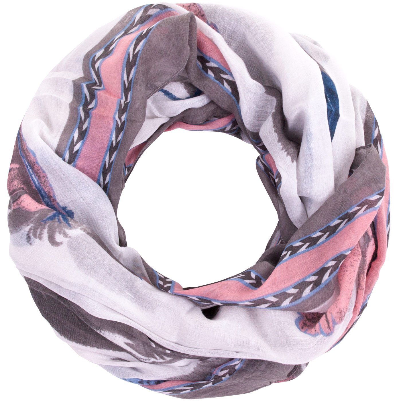 Faera Loop, Damen Schal gemalte Federn weich und leicht Damen Loop Rundscha günstig online kaufen