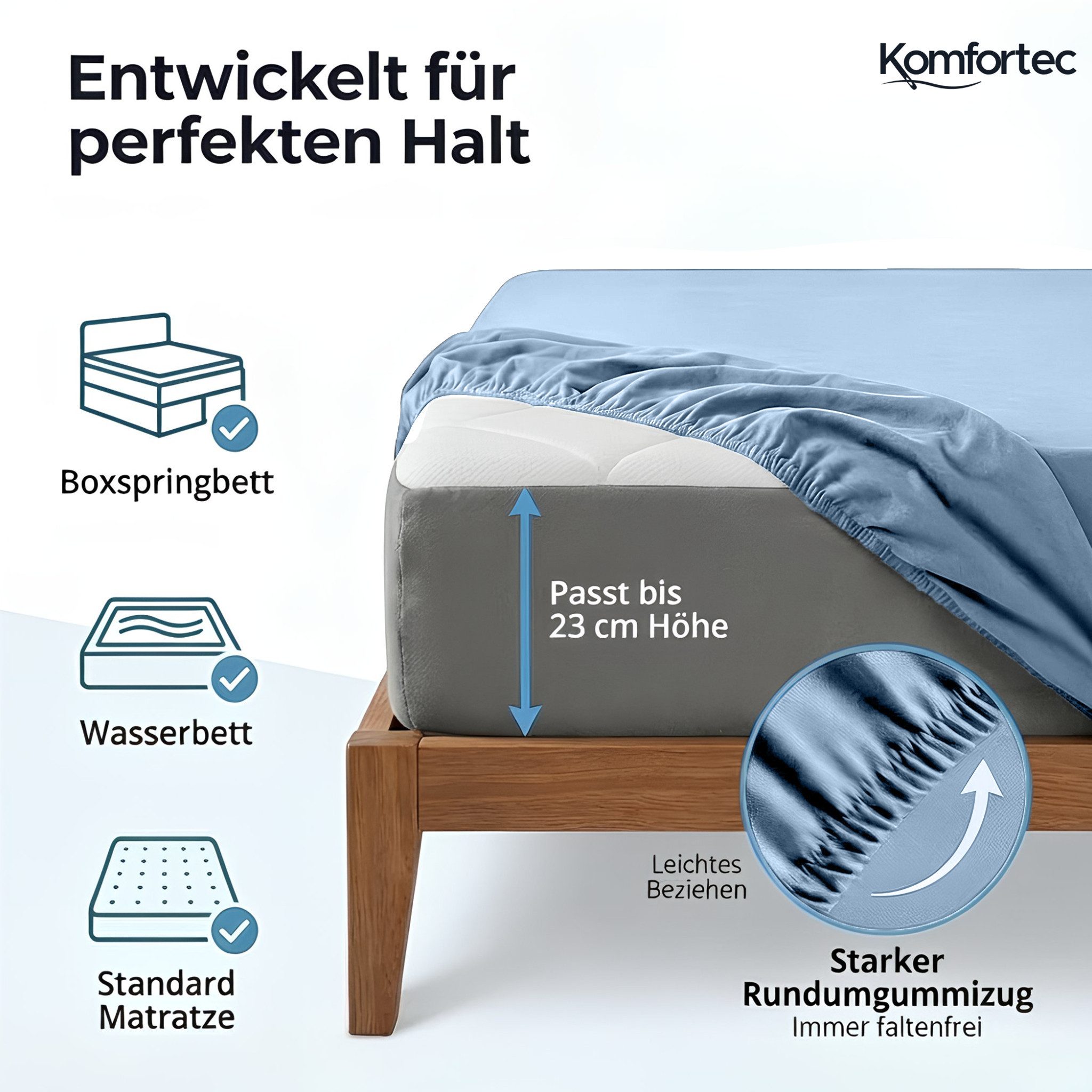 Komfortec Spannbettlaken Jersey Spannbettuch, 90x200, 140x200, 160x200, 180 günstig online kaufen