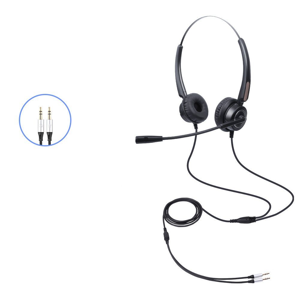 GelldG Telefon Headset mit Noise Cancelling Mikrofon Callcenter Kopfhörer  Headset
