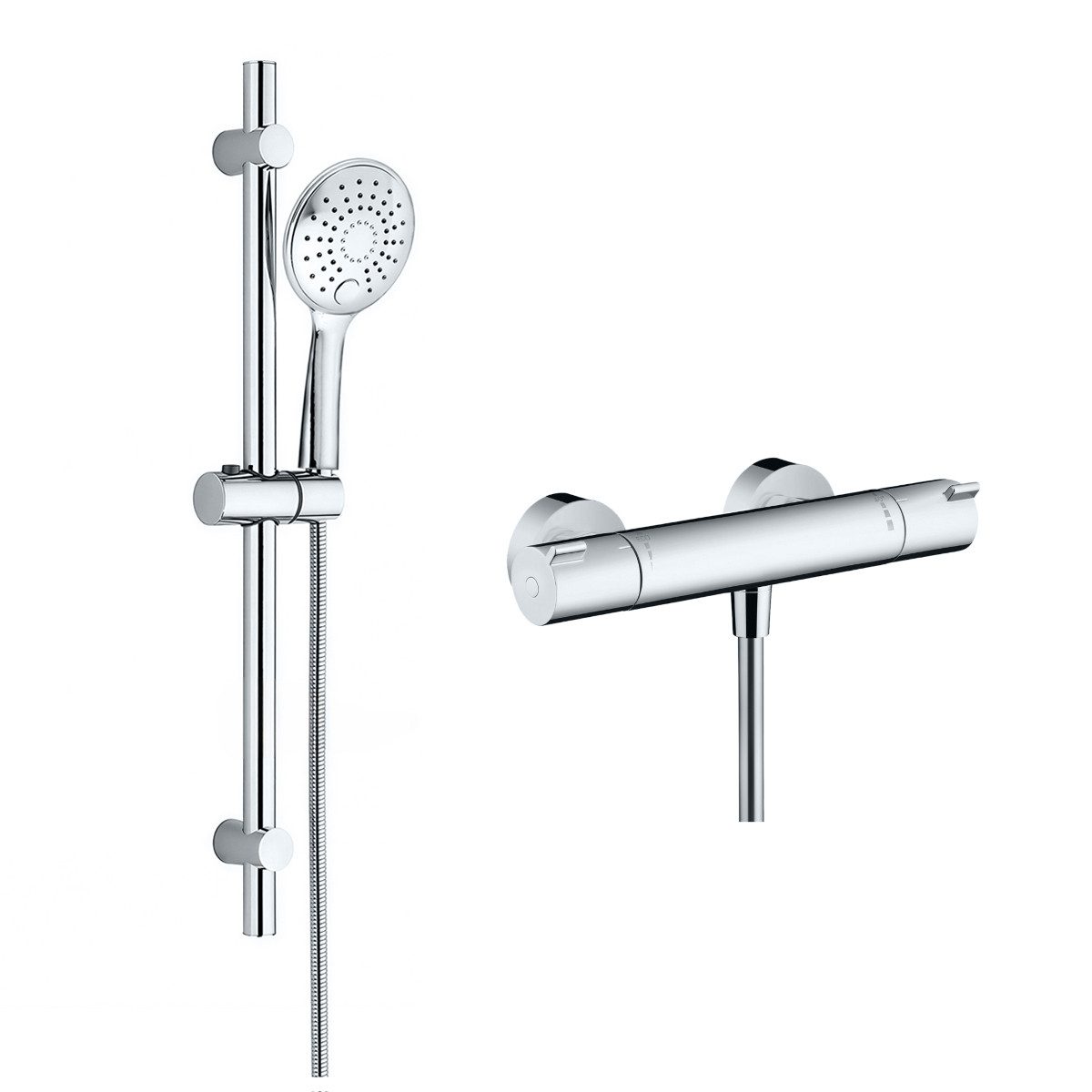 hansgrohe Duscharmatur Ecostat 1001CL Brausethermostat Set mit Aloni Handbrause & Regendusche (Spar-Set) EcoStop & 40°C Sicherheitssperre, Armatur in chrom, Wandmontage