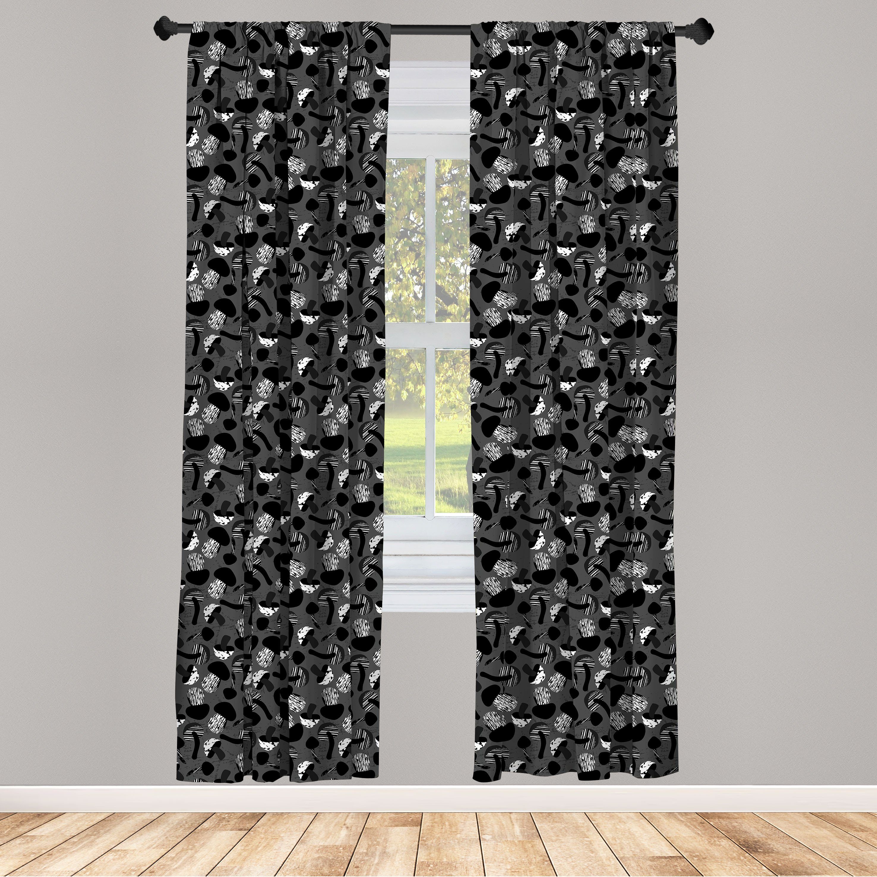 Gardine Vorhang für Wohnzimmer Schlafzimmer Dekor, Abakuhaus, Microfaser, Pilz Kreative Grunge Toadstools