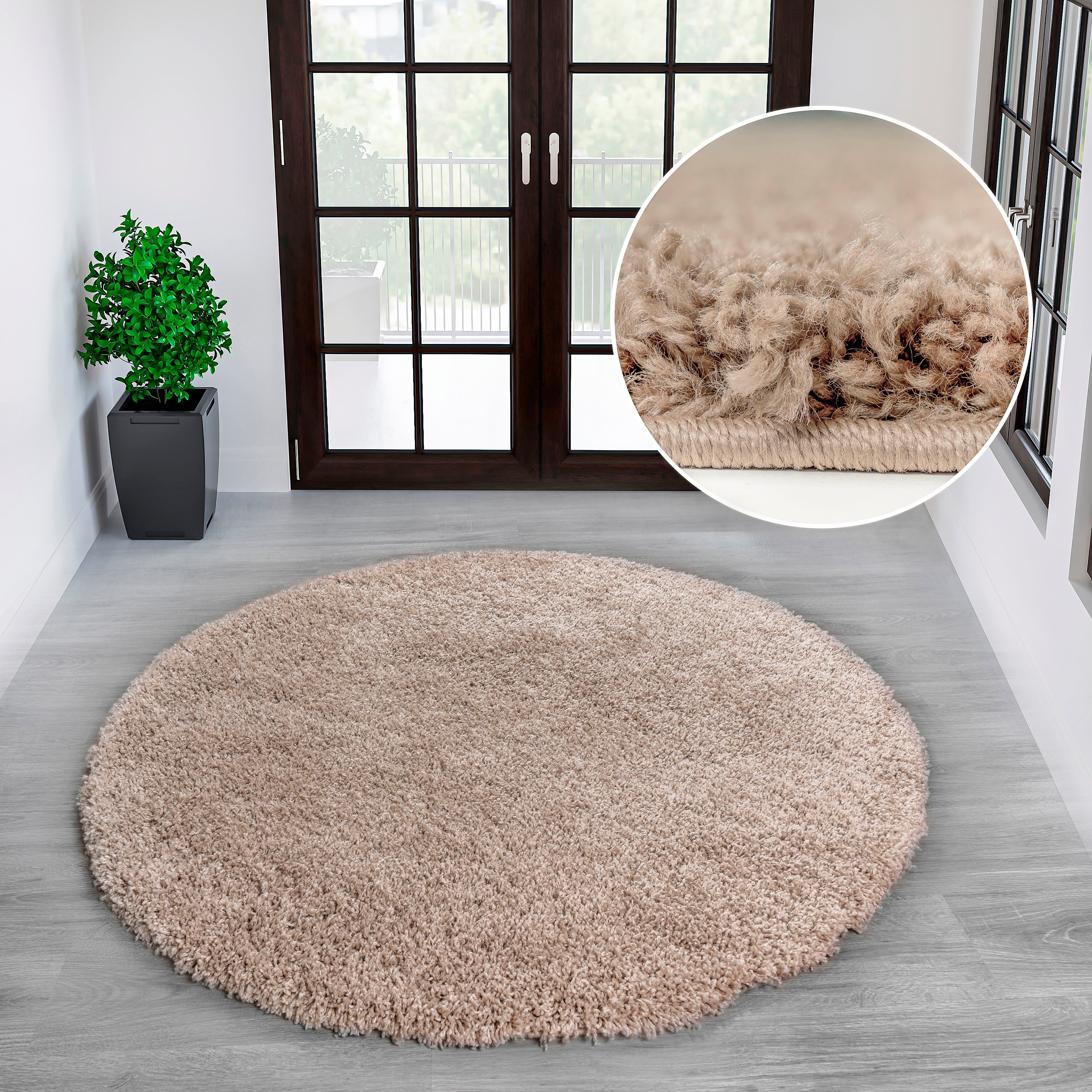 OTTO home Hochflor-Teppich Viva Shaggy, in Standard- und Premium-Qualität, 30 mm oder 45 mm Höhe, rund, Uni Farben, einfarbig, weich, kuschelig, Läufer, Kundenliebling