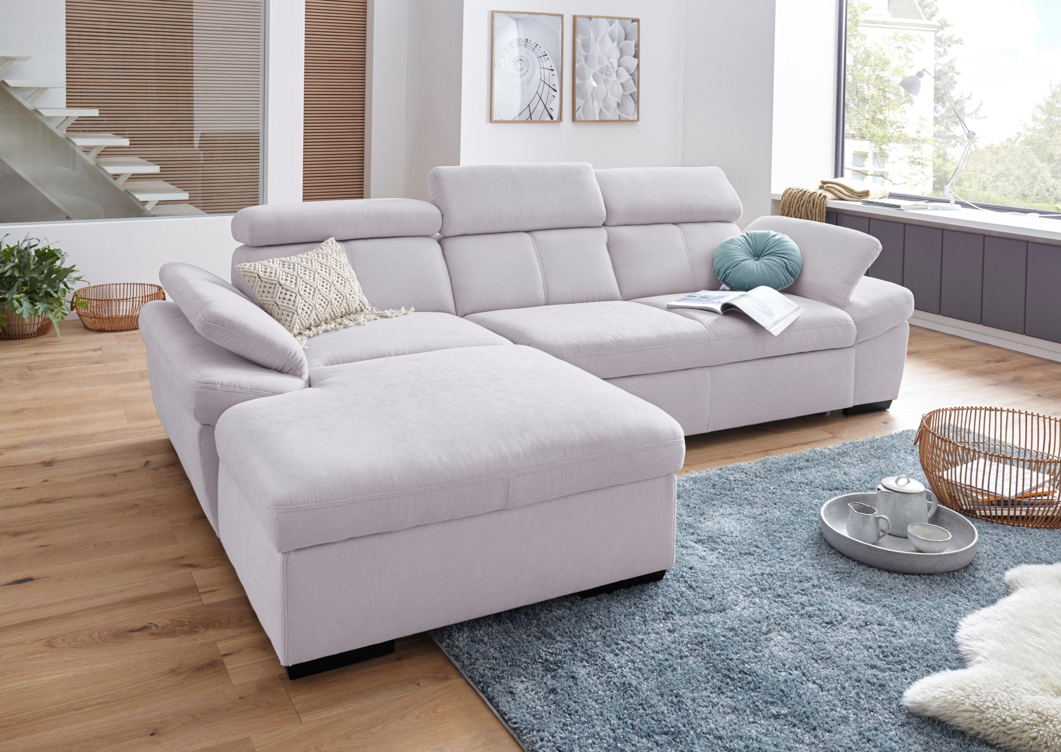 exxpo - sofa fashion Ecksofa Salerno, inklusive Kopfteil- und  Armteilverstellung, wahlweise mit Bettfunktion, Wahlweise mit Bettfunktion  und Bettkasten