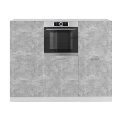 Vicco Küchenzeile R-Line, Beton/Weiß, 180 cm ohne Arbeitsplatte