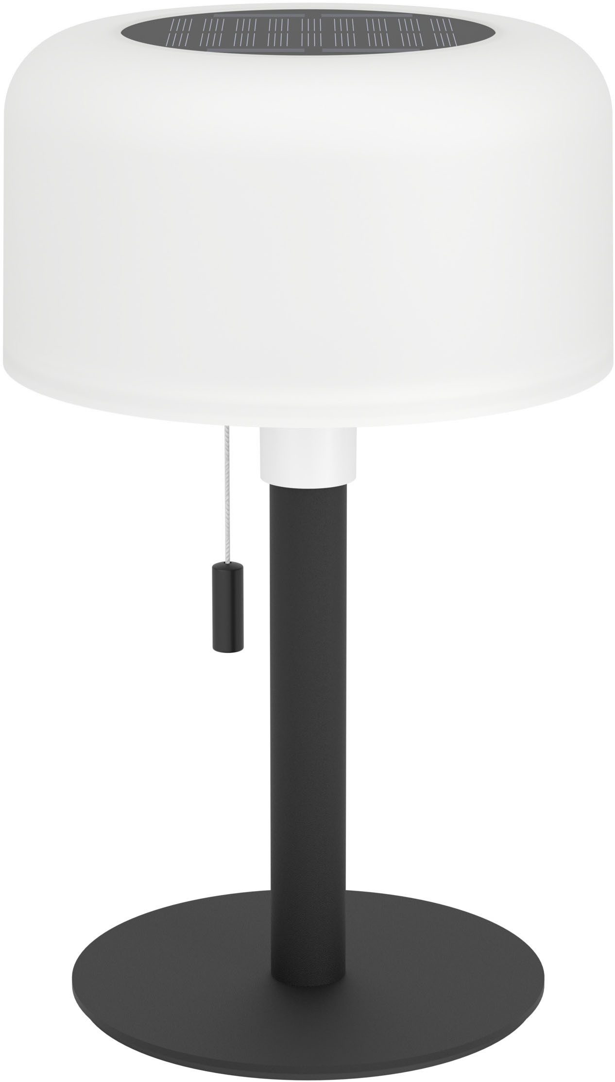 EGLO Tischleuchte MONTAPALMA Tischlampe - Stahl - SOLAR-LED - 2,2W - IP54, Dimmfunktion, Ein-/Ausschalter, Farbwechsel, RGB, USB-Anschluss mit Ladefunktion, mehrere Helligkeitsstufen, LED fest integriert, RGB, Warmweiß, Akku Tischleuchte, Außentischleuchte, Gartenlampe, H25 x Ø15 cm