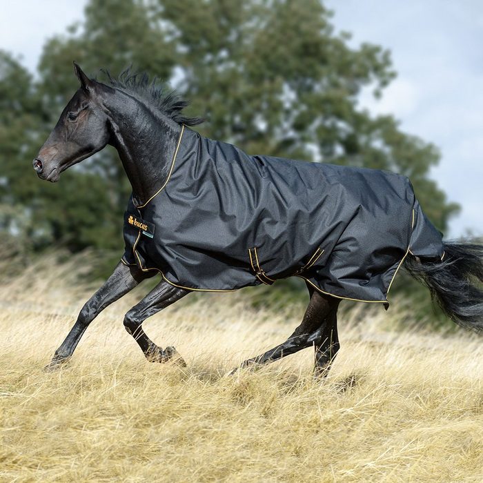 Bucas Pferde-Regendecke Bucas Irish Turnout Light 50g High Neck 1200D - black/gold