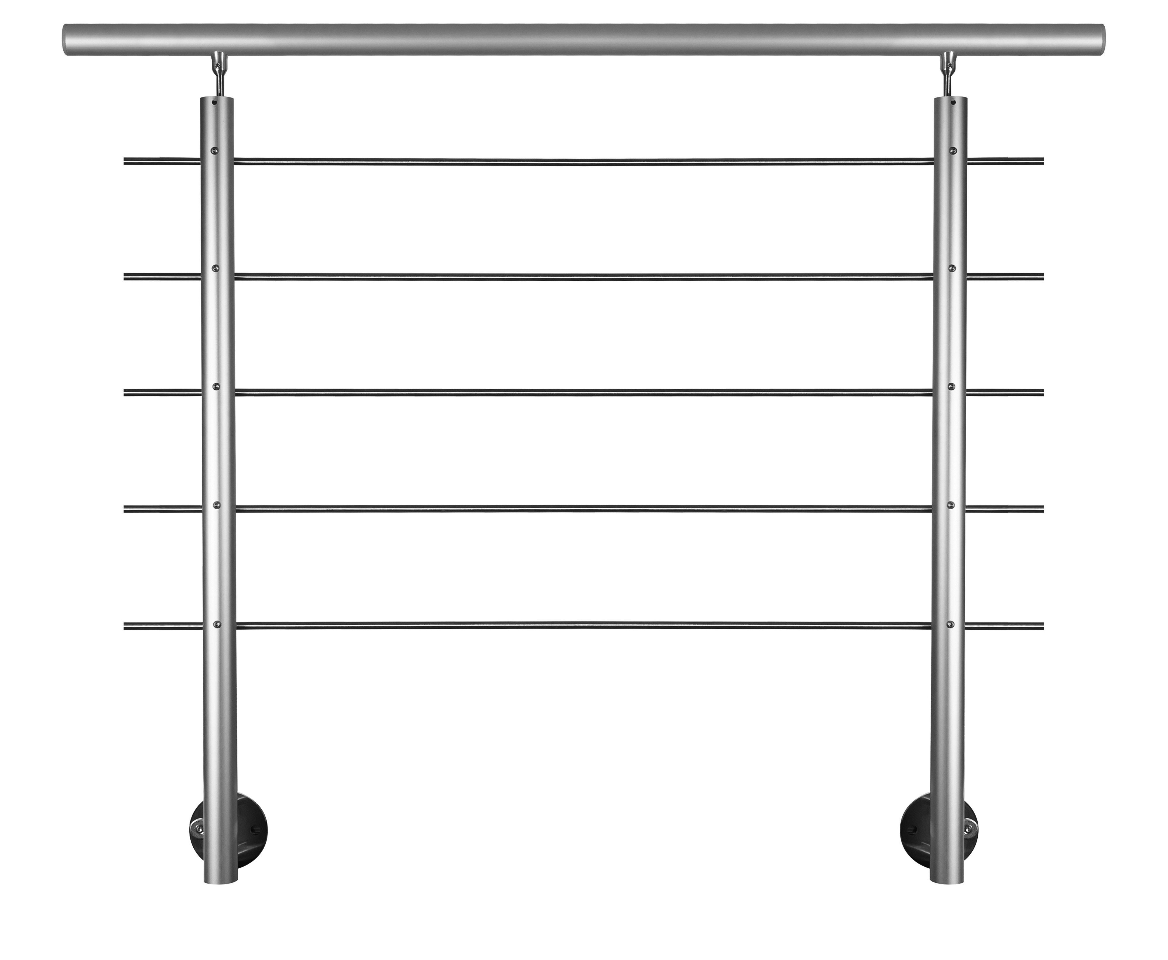 TREBA FREWA Brüstungsgeländer Alu Set, seitl. Montage (AB5) Handlauf 150 cm, 150 cm Länge, 90 cm Höhe
