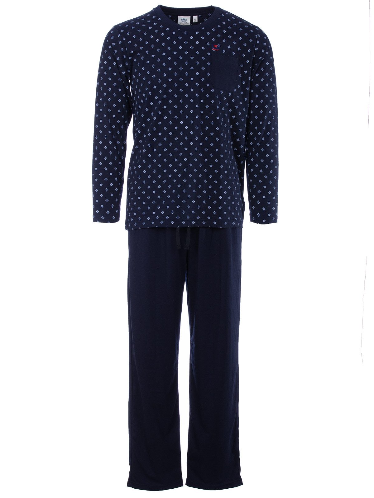 Henry Terre Pyjama Pyjama Set Langarm - Carlo mit Raute & unifarbener Hose günstig online kaufen