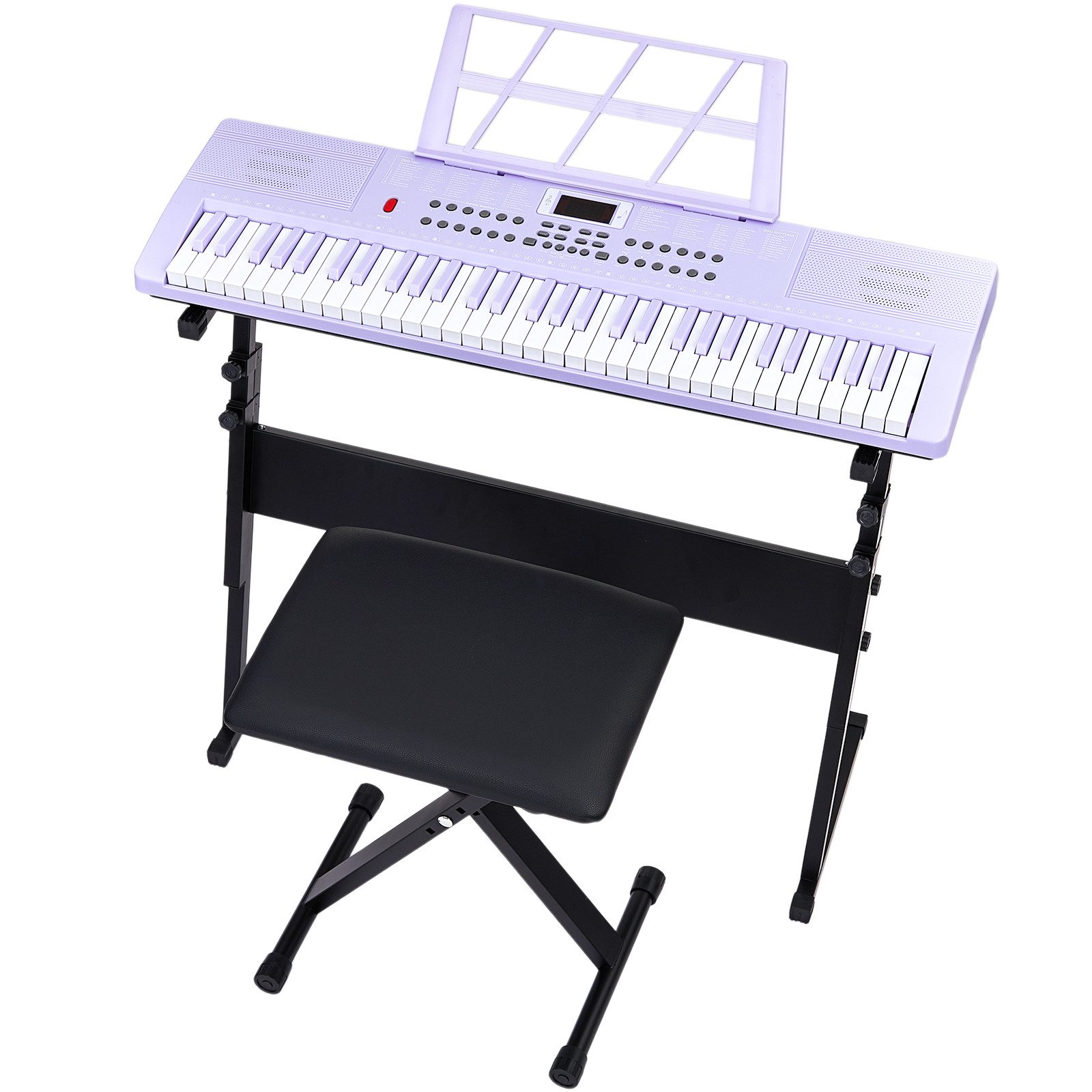 LALAHO Klavier 61 Tasten E Keyboard,Digitalpiano Set, Elektronisches Klavier,Keyboardständer, Keyboardbank und Mikrofon