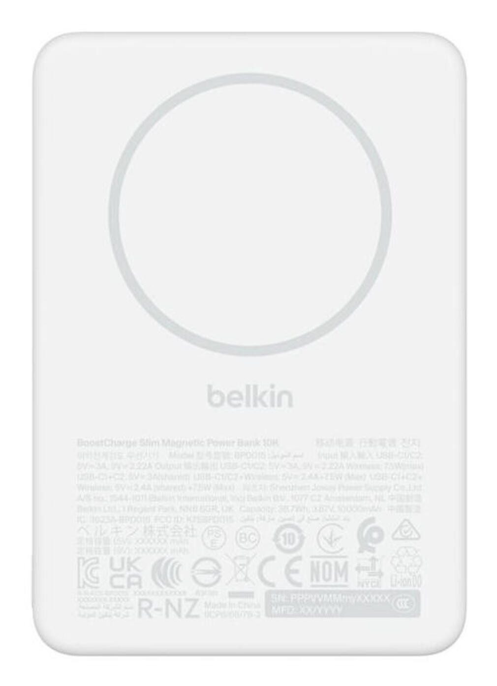 Belkin BoostCharge Slim, Magnetische Powerbank 10.000mAh, Smartphone-Ladegerät
