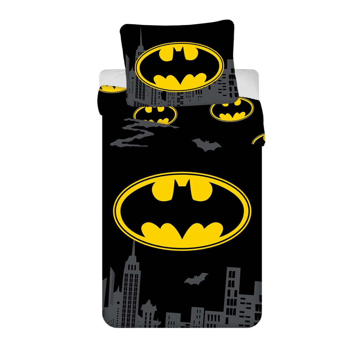 Jerry Fabrics Bettwäsche Batman 100 % Baumwolle 140x200 + 70x90 cm The Emblem Design, Baumwolle