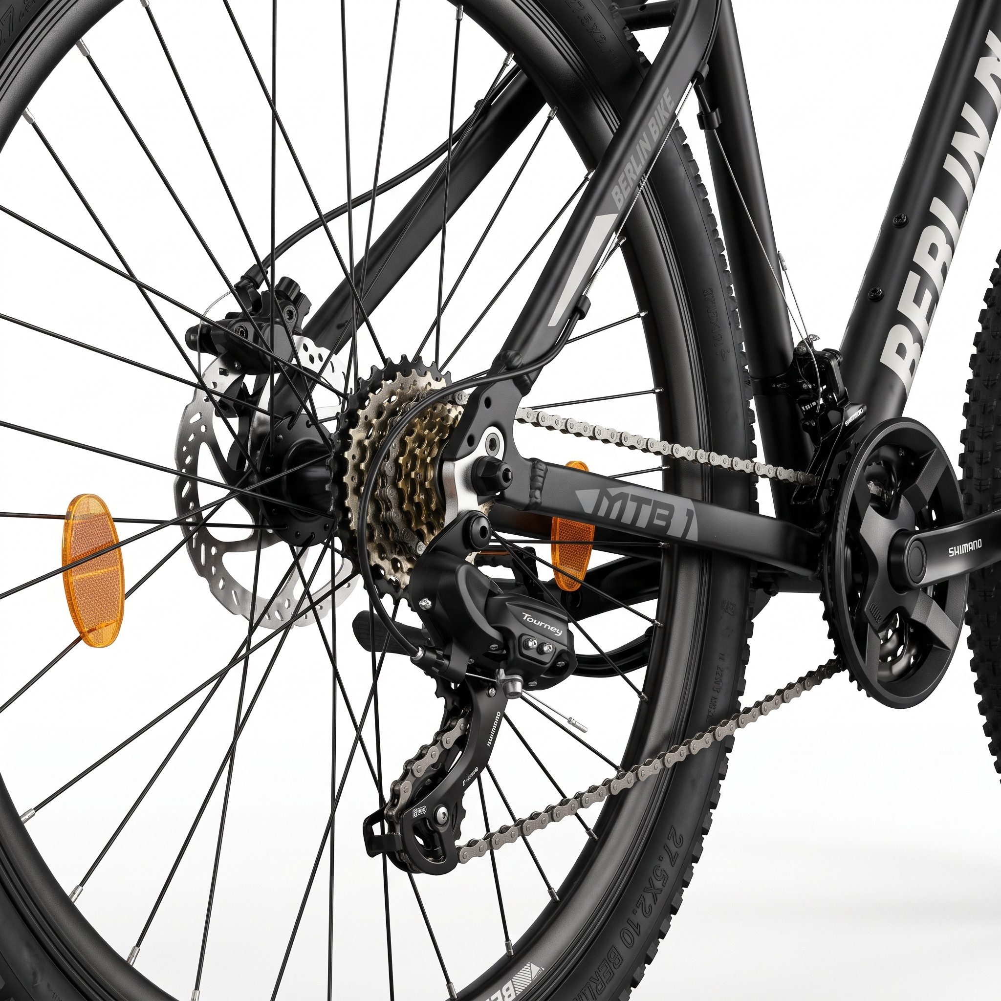 BERLIN BIKE Mountainbike MTB1 Serien-Komplettset 26/27,5/29 Zoll mit Shimano-Ausstattung, 21 Gang Shimano FD-TZ500/RD-TY300D Schaltwerk, Kettenschaltung, (Shimano Kurbel, Dacron Hydraulische Scheibenbremsen, Aluminiumrahmen), mit hydraulischen Scheibenbremsen
