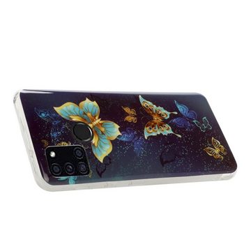 Wigento Handyhülle Für Samsung Galaxy A21s Silikon Case TPU Motiv Butterfly Couple Schutz Muster Tasche Hülle Cover Etuis Zubehör