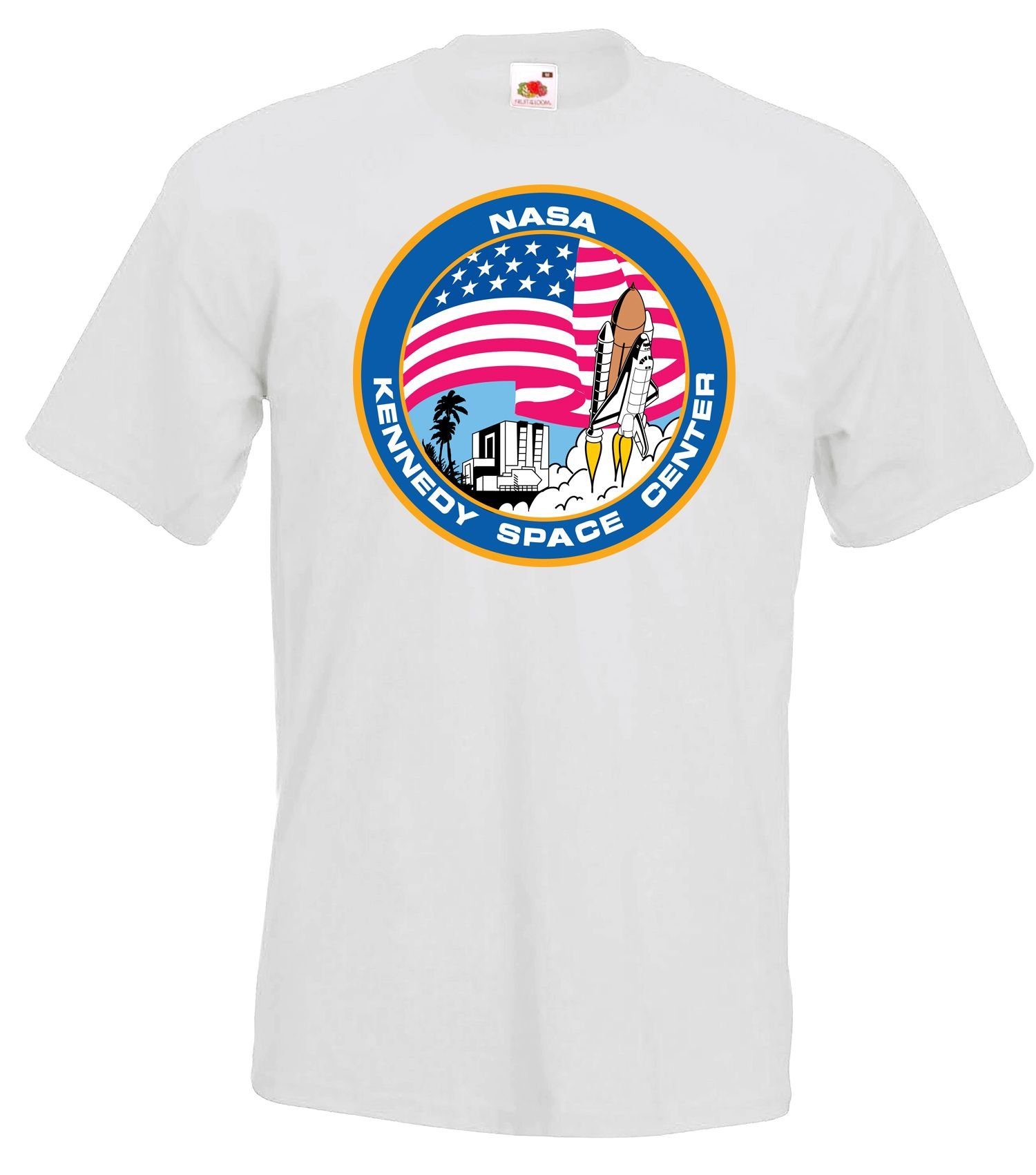 Youth Designz T-Shirt Kennedy Space Center Herren T-Shirt mit trendigem Frontprint Weiß