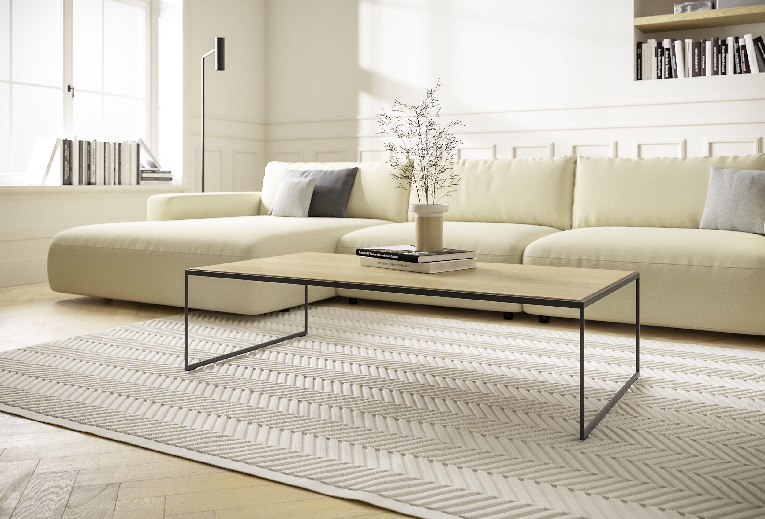 GALLERY M branded by Musterring Couchtisch Toscana, Wildeiche furniert, geölt, Gestell pulverbeschichtet GM anthrazit 100