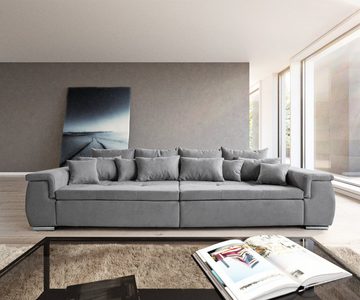 DELIFE Big-Sofa Navin, Grau 275x116 cm Sofa mit Kissen