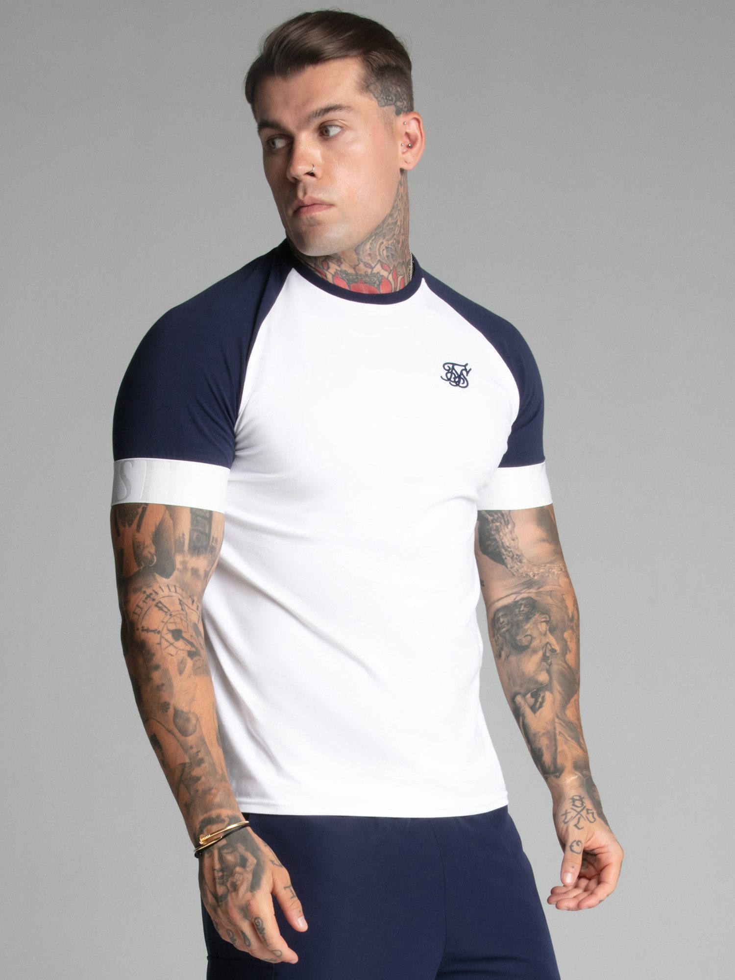 Siksilk Kurzarmhemd SikSilk Herren Weiß,Marine Tech günstig online kaufen