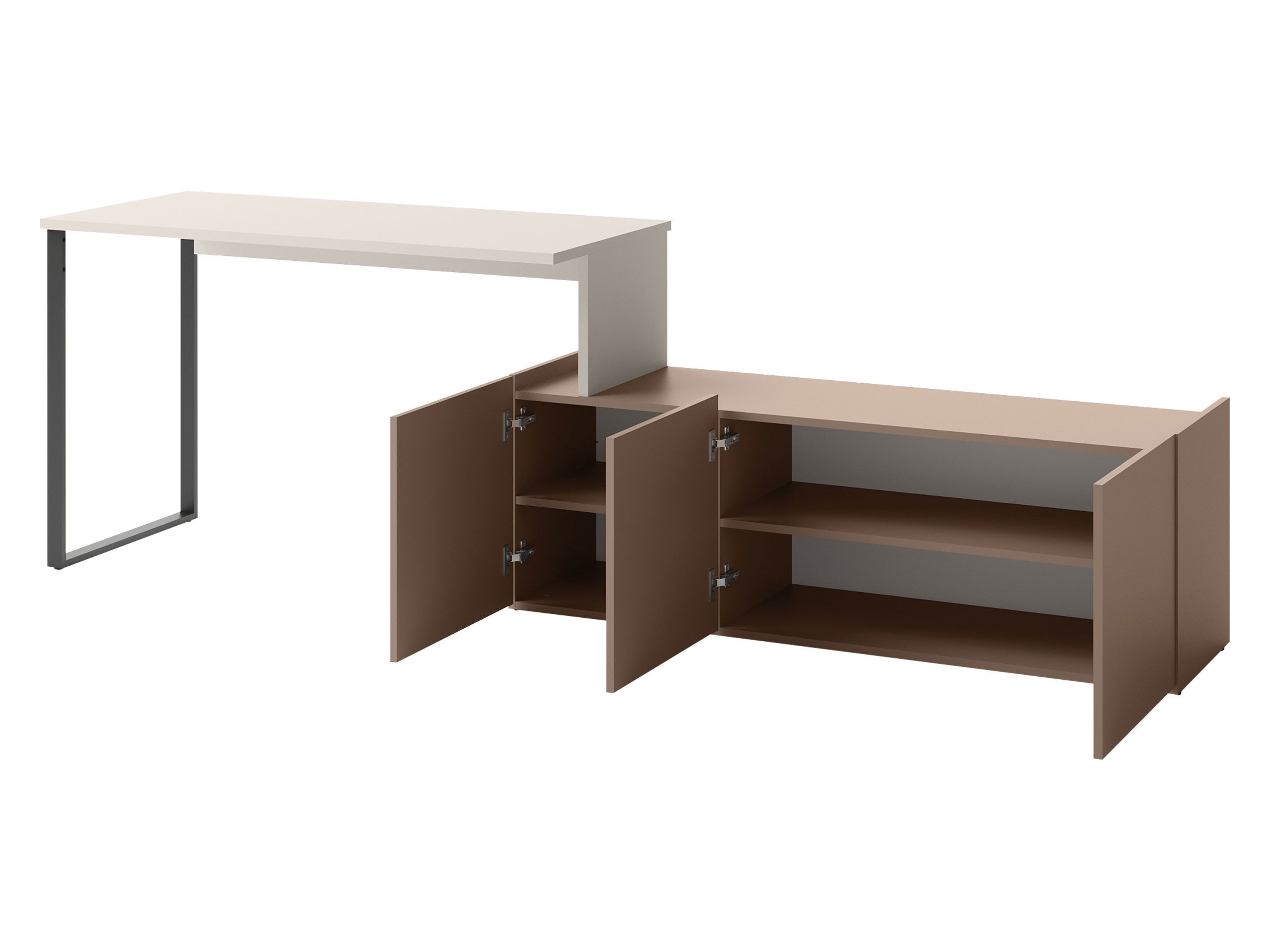 MIRJAN24 Jugendzimmer-Set Sigma IV, (6er-Set, 2x Schreibtisch, 2x Hängeschrank, 2x Wandregal), Metallbeine