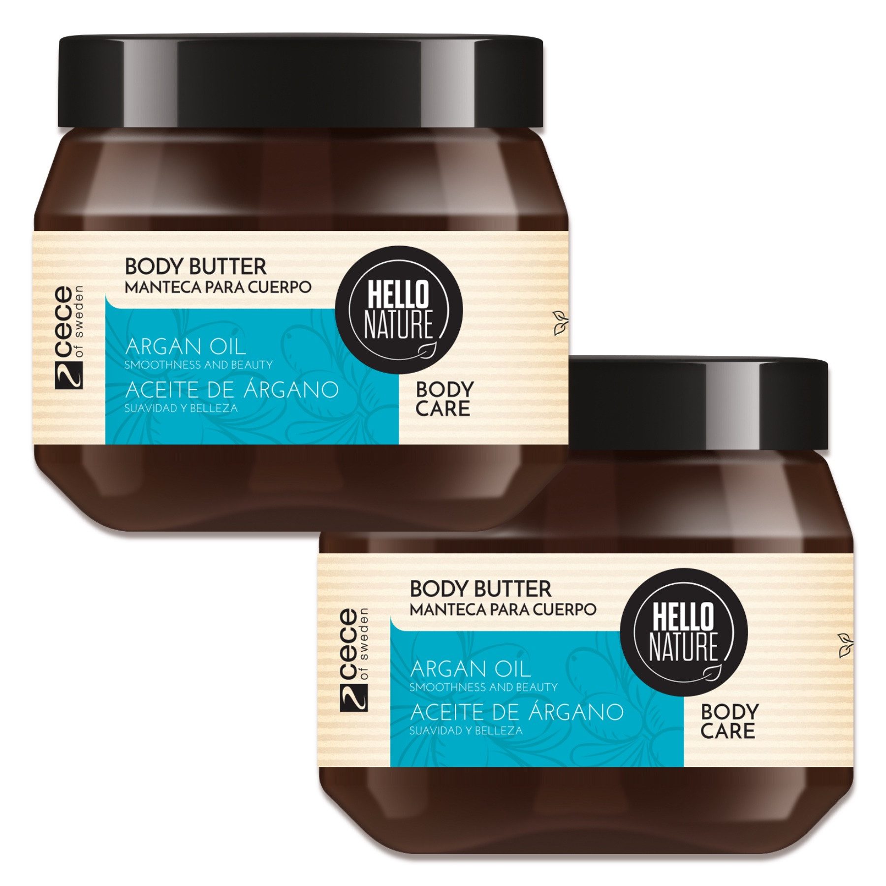 P-Beauty Cosmetic Accessories Körperbutter Body Butter Körpercreme Hautpflege mit Arganöl Bio Hello Nature, 2-tlg., Hautpflege, Körpercreme, Body Butter, Hello Nature