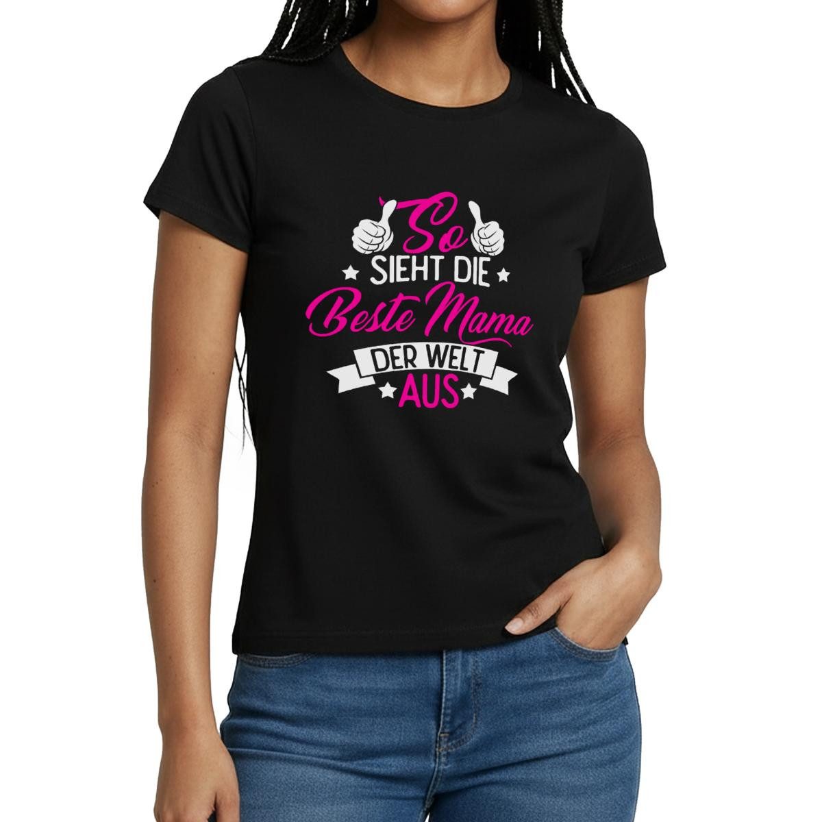 Spreadshirt T-Shirt Beste Mama Der Welt, Geschenkidee Muttertag Frauen T-Shirt (1-tlg) Slim Fit, fällt klein aus