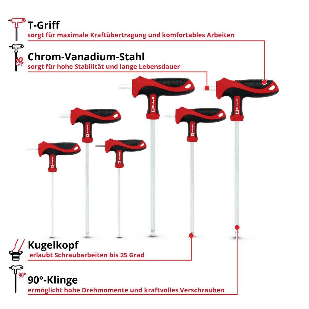 Einhell Schraubendreher Universal, Werkstatt Schraubendreher-Set Innen-Sechskant 370539