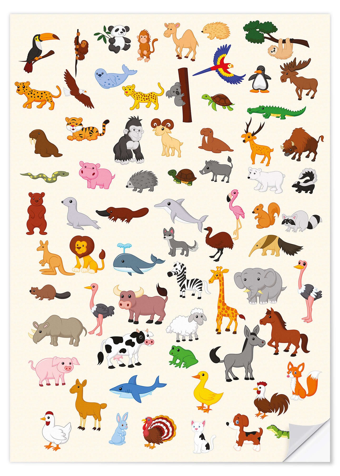 Posterlounge Wandfolie Kidz Collection, Die Welt der Tiere, Kindergarten Illustration