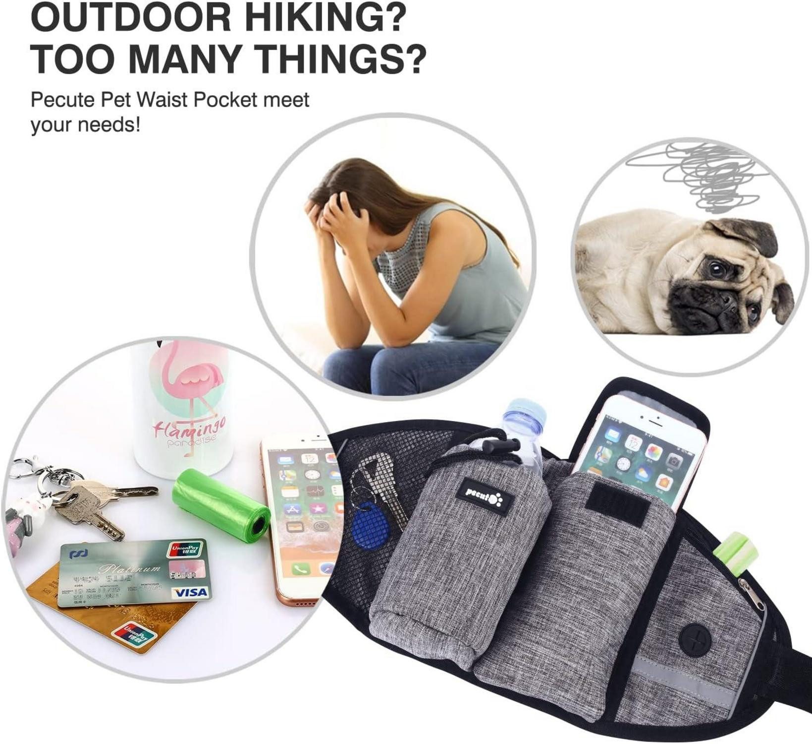 Thumbnail - LuxusKollektion Hunde-Halsband Pecute Hundeleine bis 110 kg Joggen reflektierend Grau