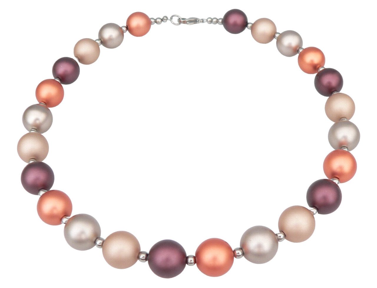 traumschmuck Collier 209c Collier Perlen 14mm eloxiert Aluminium kupfer schlam braun (inkl Schmuckbox), handgefertigt, Made in Germanyeinreihig