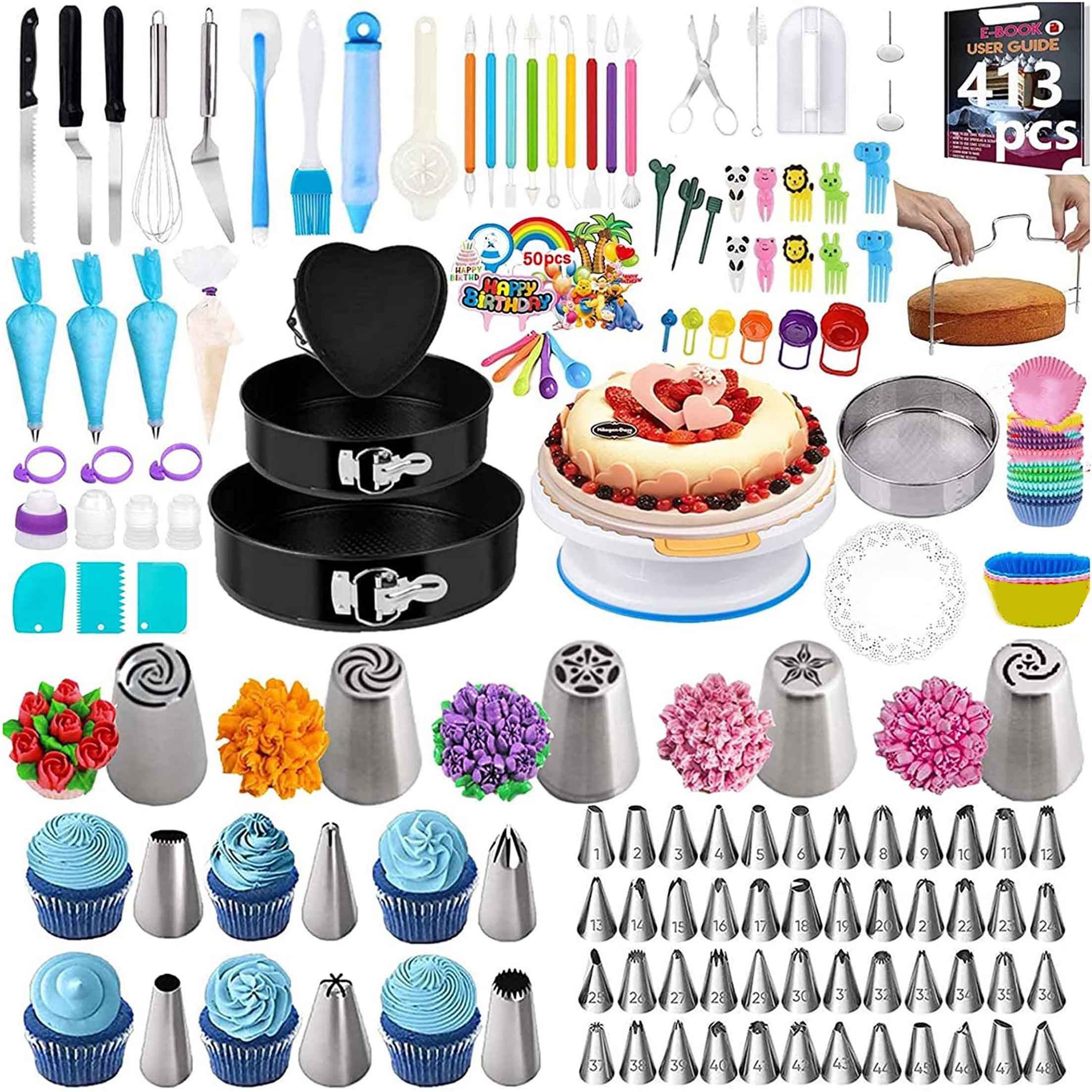 KINSI Spritzbeutel 413-teiliges Backset für Kuchen,Spritzbeutel,Torten Dekorationsset (Komplett - Set) Vielseitiges Set