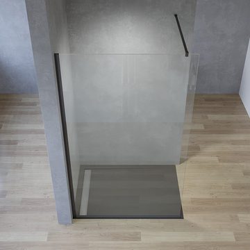 AQUALAVOS Walk-in-Dusche Walk-In Dusche Glas Duschwand schwarz Duschtrennwand mit Stabilisator, Einscheibensicherheitsglas