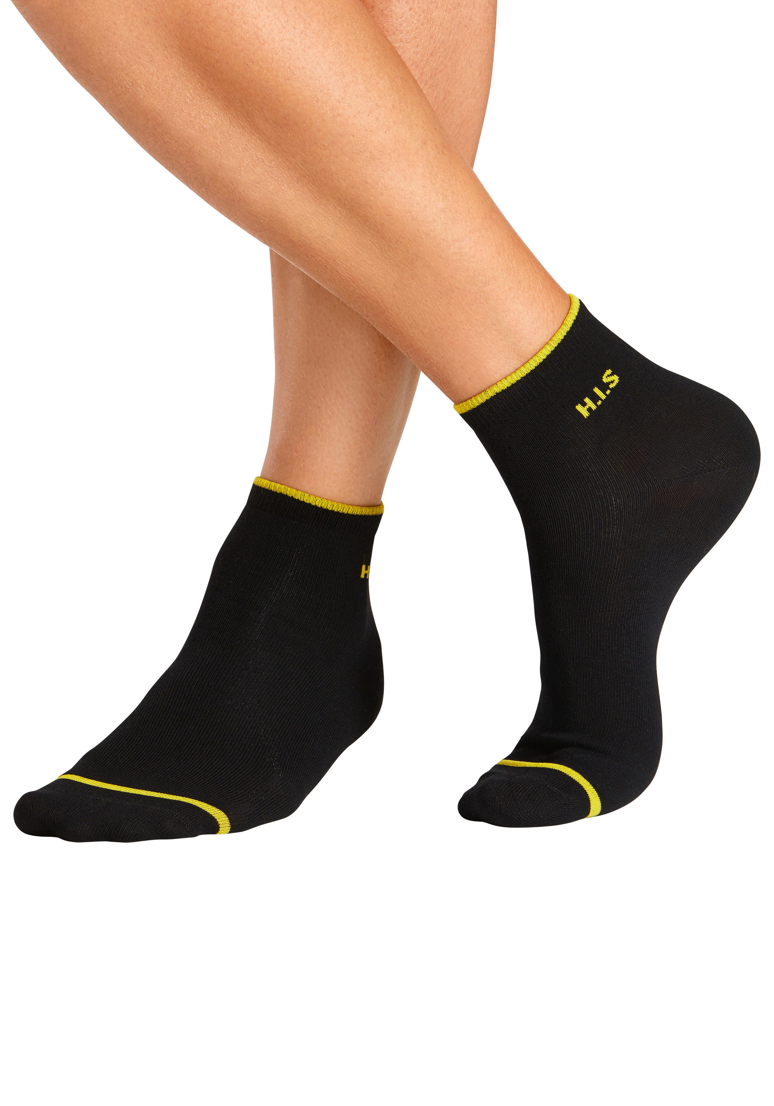 H.I.S Kurzsocken Herren Kurzschaft Socken sportliche Freizeitsocken Knöchelsocken (Packung, 7-Paar, Gr. 19-42 bis 43-46) mit farbigen Ringel am Bündchen